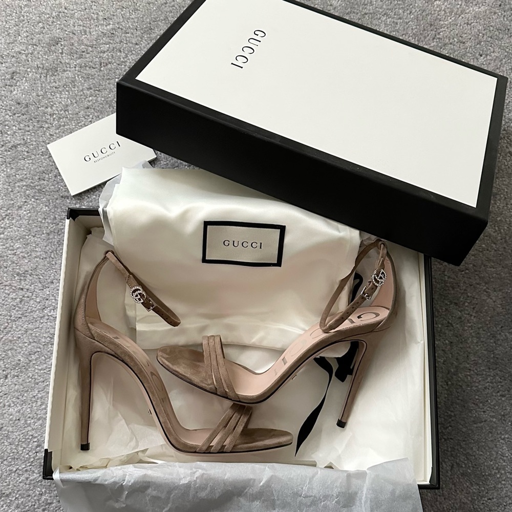 Gucci Suede Heeled Sandal